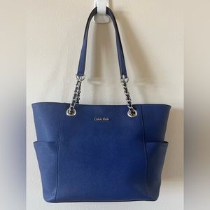 Calvin Klein blue saffiano tote